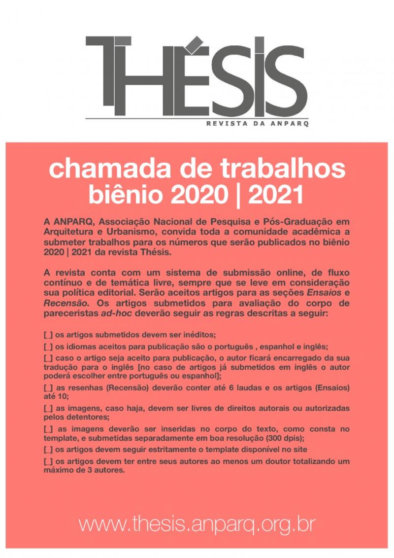 Submissão de artigos - Revista Thésis biênio 2020 | 2021